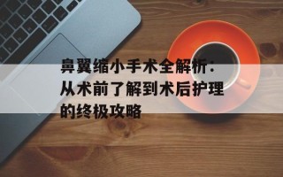 鼻翼缩小手术全解析：从术前了解到术后护理的终极攻略