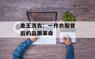 象王洗衣：一件衣服背后的品质革命