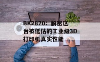 BK2870：解密这台被低估的工业级3D打印机真实性能