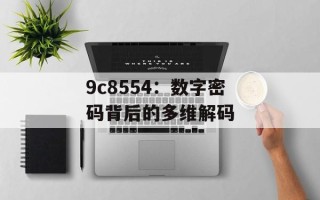 9c8554：数字密码背后的多维解码