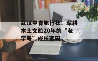 武汉中青旅行社：深耕本土文旅20年的“老字号”成长密码