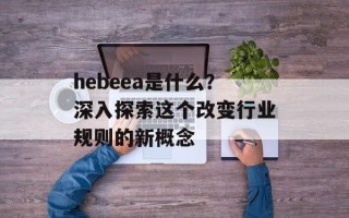 hebeea是什么？深入探索这个改变行业规则的新概念