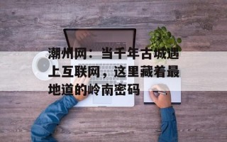 潮州网：当千年古城遇上互联网，这里藏着最地道的岭南密码