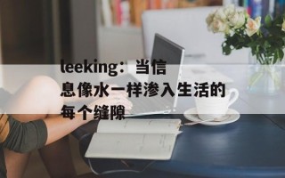 leeking：当信息像水一样渗入生活的每个缝隙