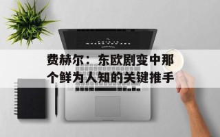 费赫尔：东欧剧变中那个鲜为人知的关键推手