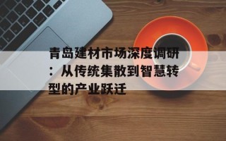 青岛建材市场深度调研：从传统集散到智慧转型的产业跃迁