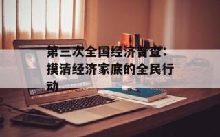 第三次全国经济普查：摸清经济家底的全民行动