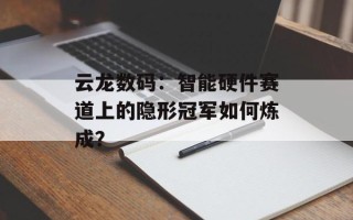 云龙数码：智能硬件赛道上的隐形冠军如何炼成？