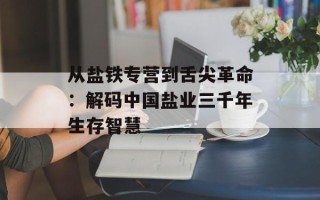 从盐铁专营到舌尖革命：解码中国盐业三千年生存智慧
