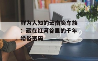 鲜为人知的云南奕车族：藏在红河谷里的千年婚俗密码