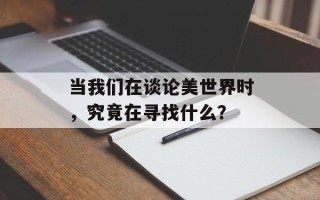 当我们在谈论美世界时，究竟在寻找什么？