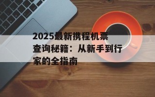 2025最新携程机票查询秘籍：从新手到行家的全指南