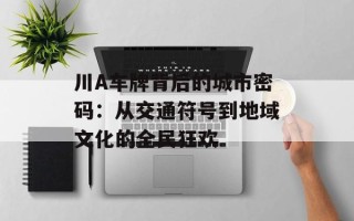 川A车牌背后的城市密码：从交通符号到地域文化的全民狂欢