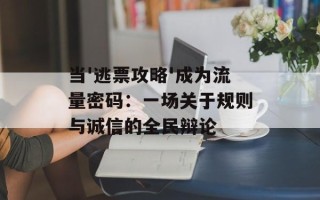 当'逃票攻略'成为流量密码：一场关于规则与诚信的全民辩论
