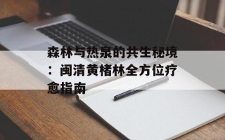 森林与热泉的共生秘境：闽清黄楮林全方位疗愈指南