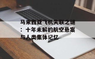 马来西亚飞机失联之谜：十年未解的航空悬案与人类集体记忆