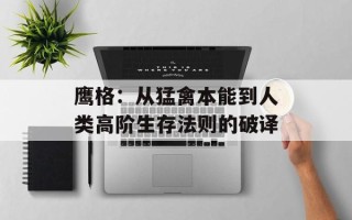 鹰格：从猛禽本能到人类高阶生存法则的破译