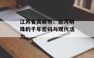 江苏省高邮市：运河明珠的千年密码与现代活力