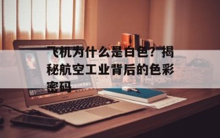 飞机为什么是白色？揭秘航空工业背后的色彩密码